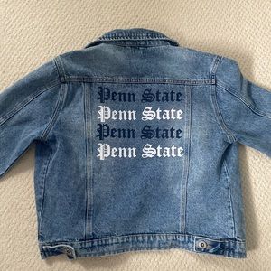 -Custom blue and white PSU denim jacket